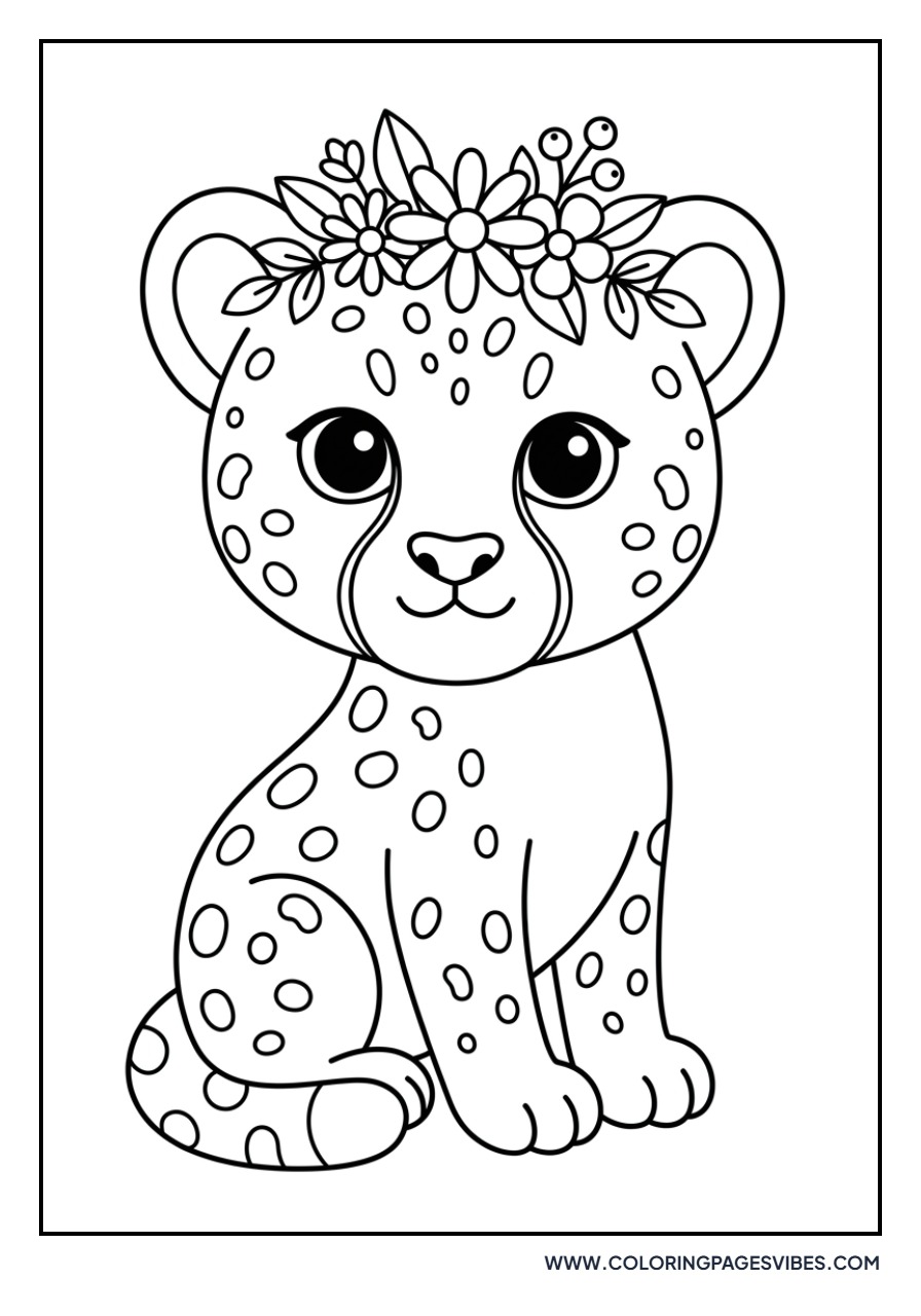 Cheetah Cub with a Flower Crown