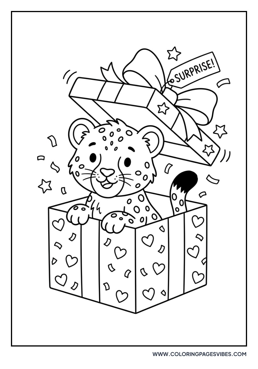 Cheetah Cub with a Gift Box