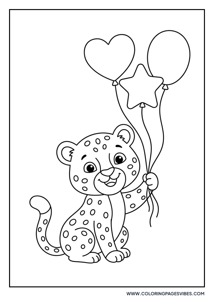 Cheetah Cub with Balloons