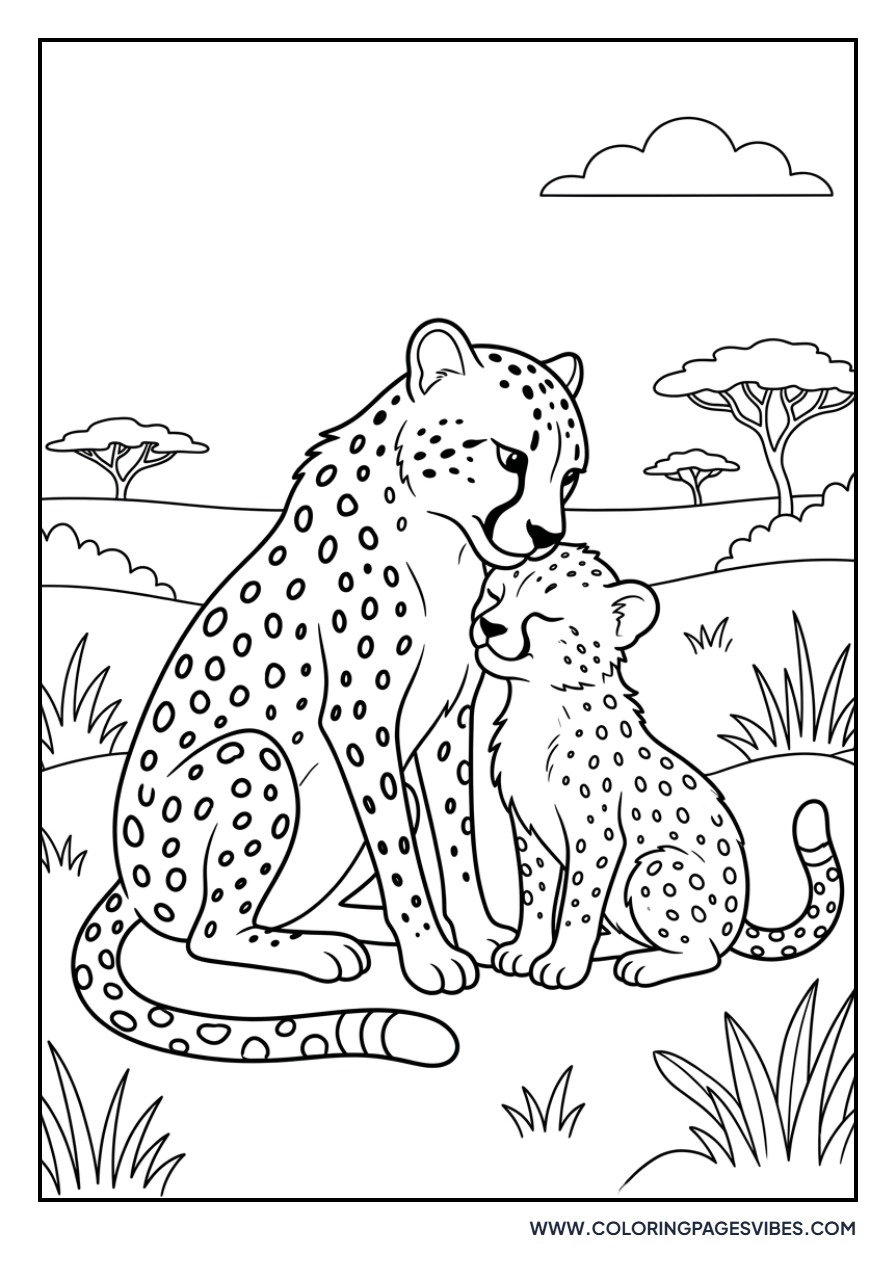 Cheetah Cub with Mom