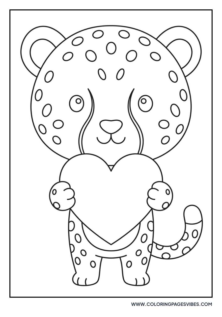 Kawaii Cheetah with Heart