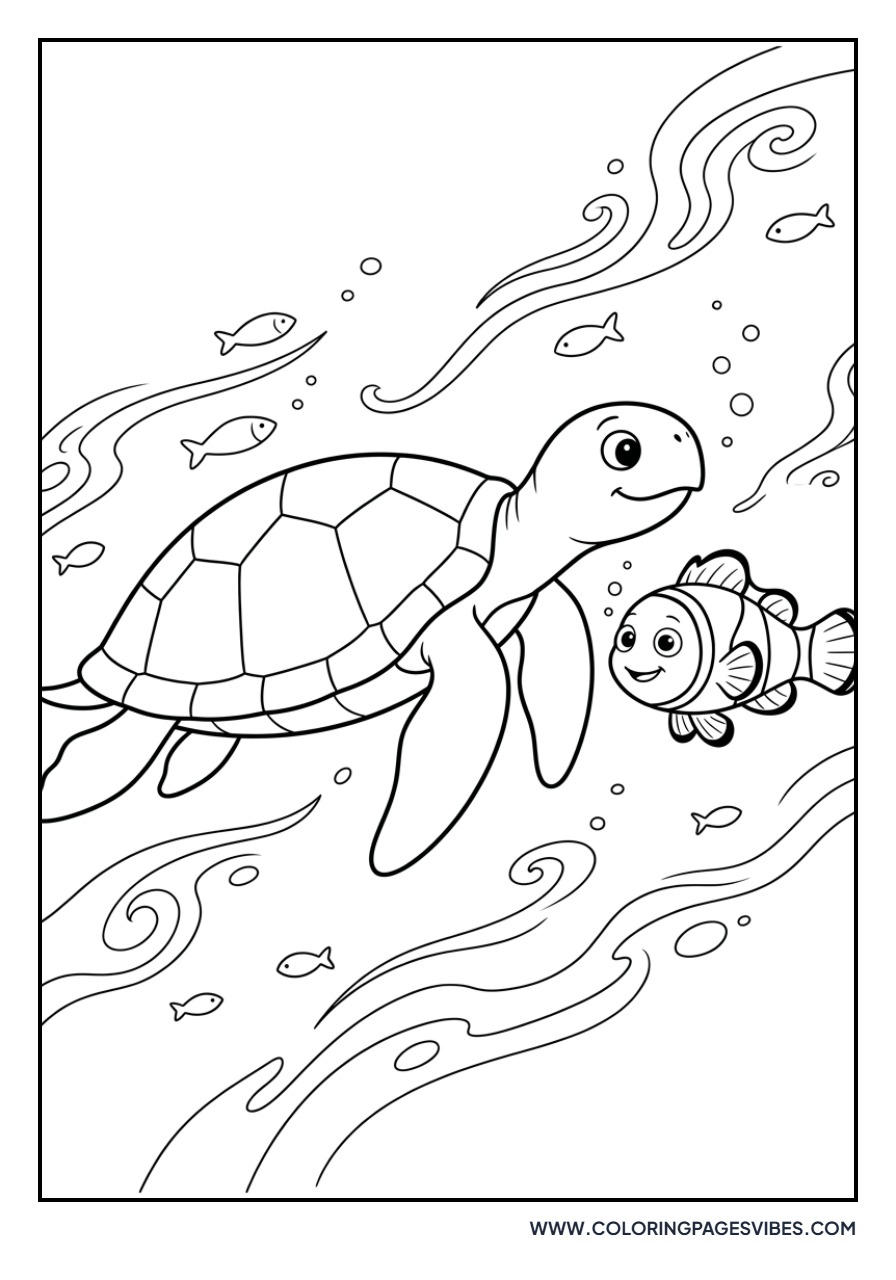 Clownfish and Sea Turtle