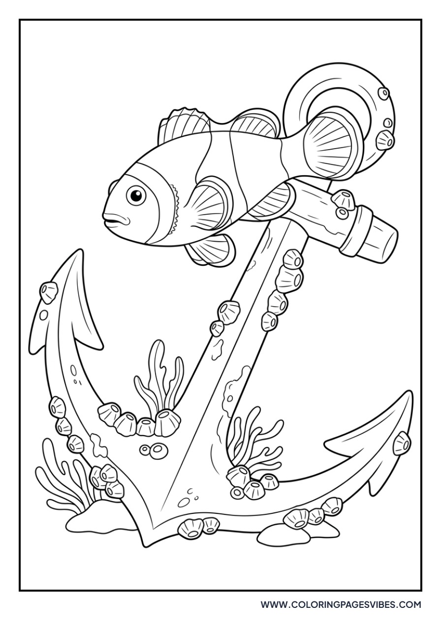 Clownfish and Sunken Anchor