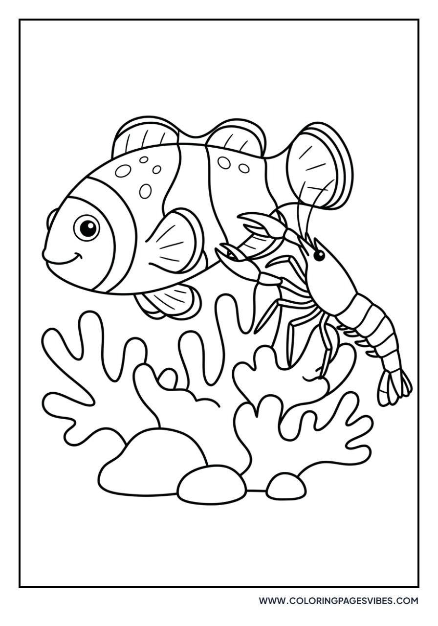 Clownfish and Tiny Shrimp