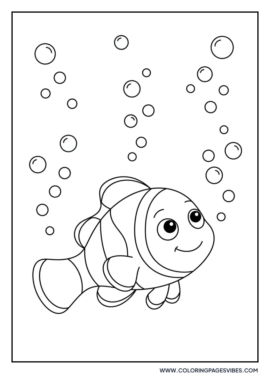 Clownfish in Rain of Bubbles