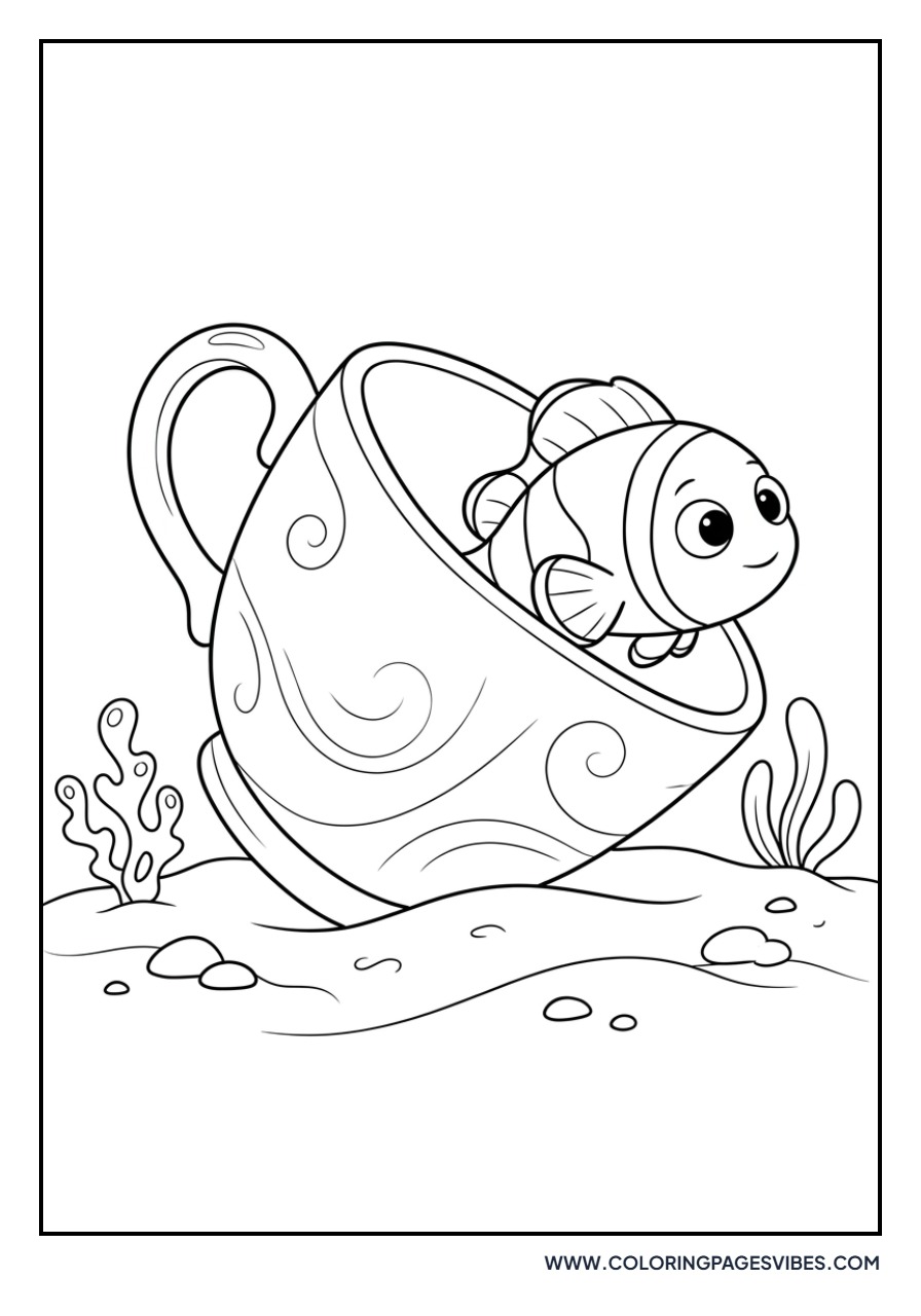 Clownfish Peeking from Cup
