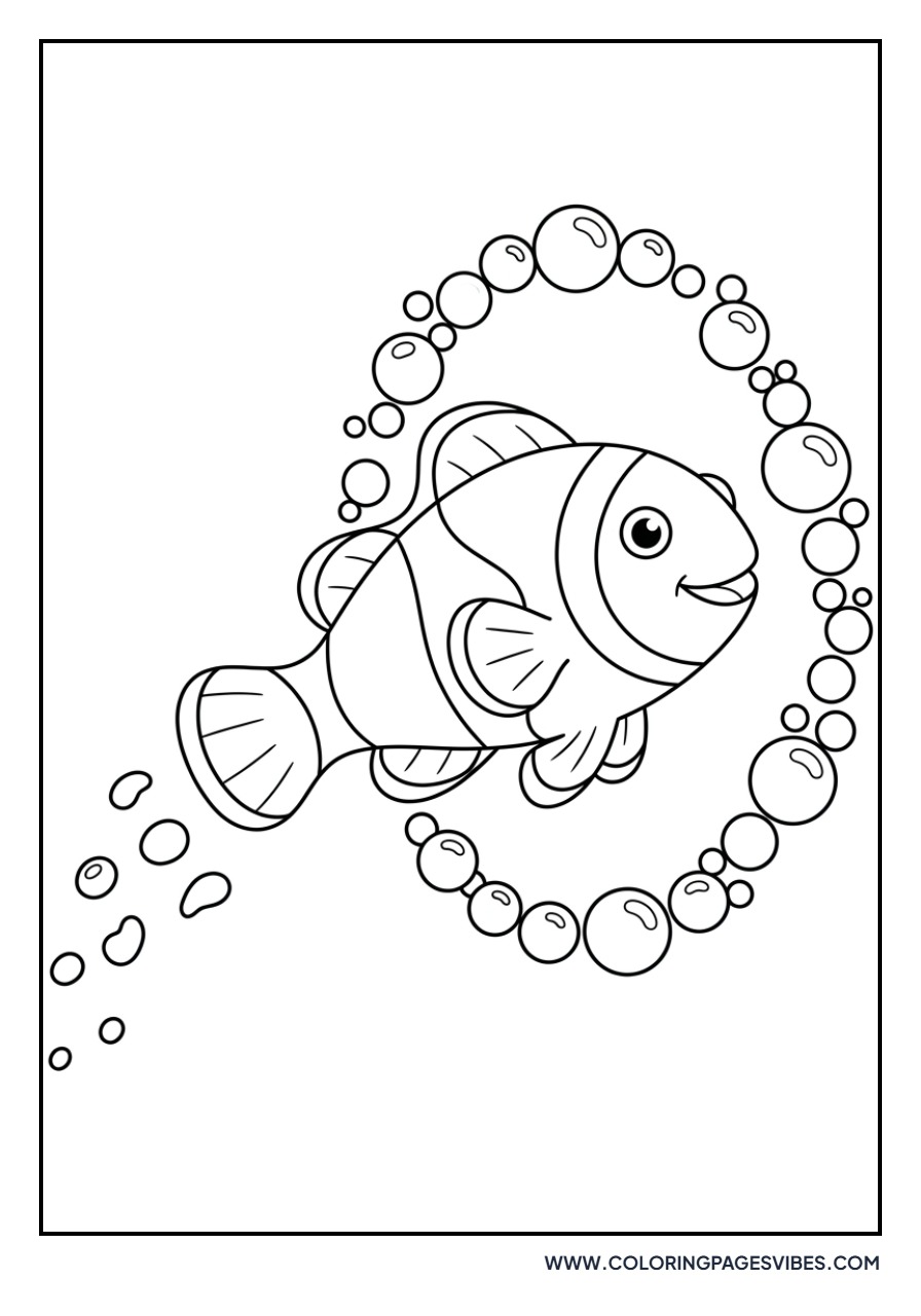 Clownfish Swimming through Hoop