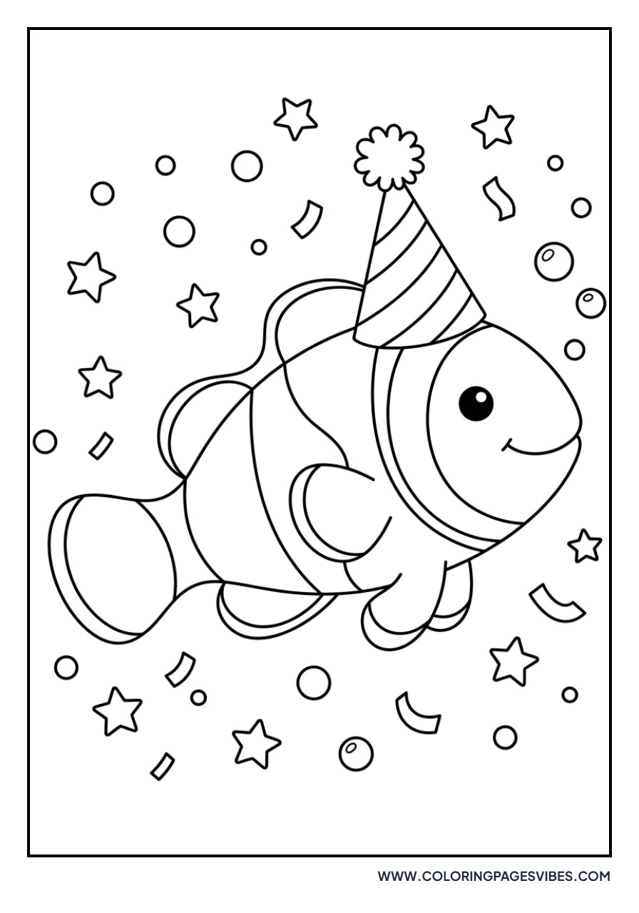 Clownfish Wearing a Party Hat