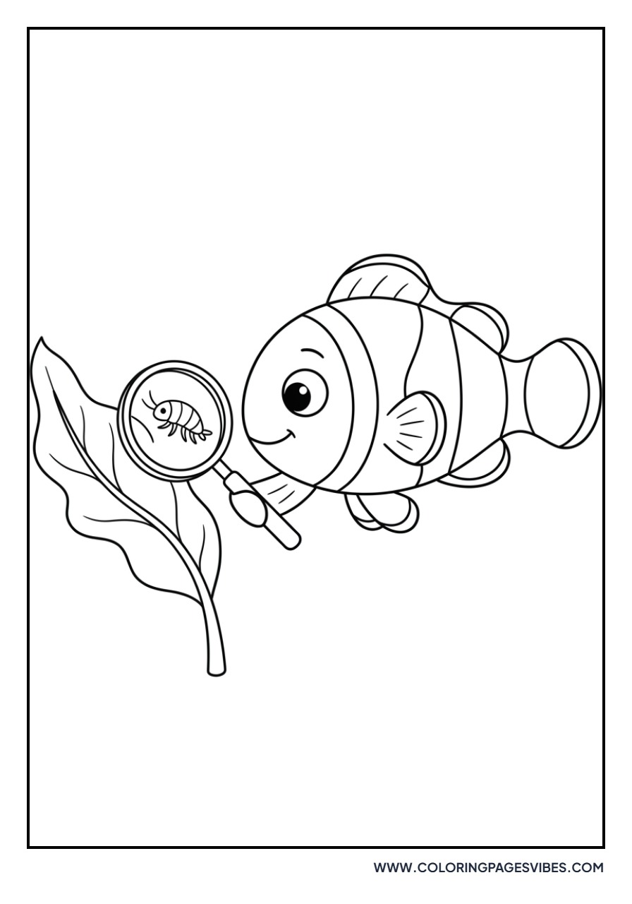 Clownfish with Magnifying Glass