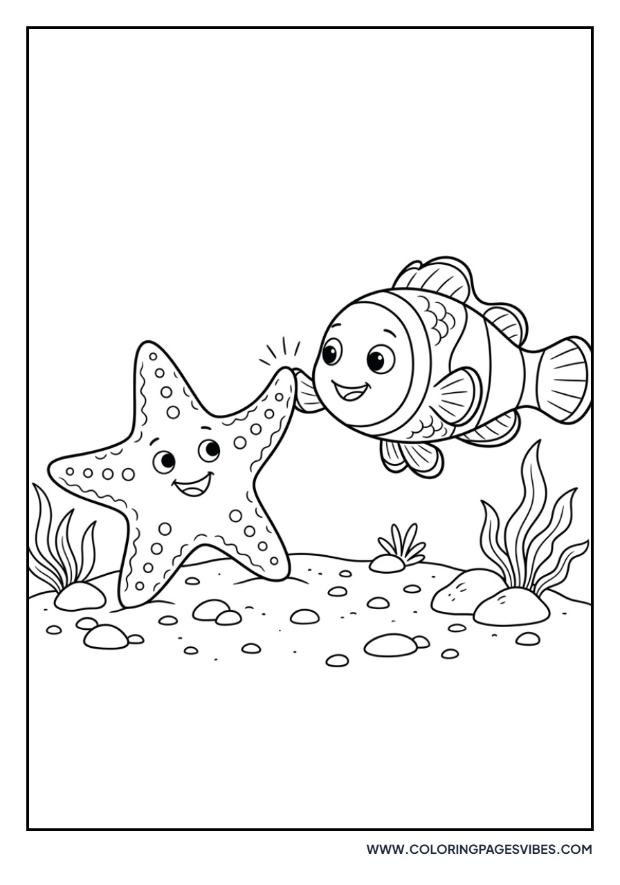 Clownfish with Starfish Friend