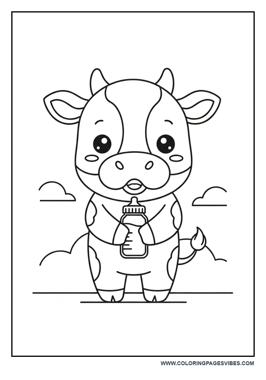 Baby Cow with Milk Bottle