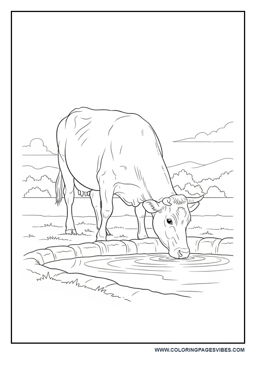 Cow Drinking Water Realistic