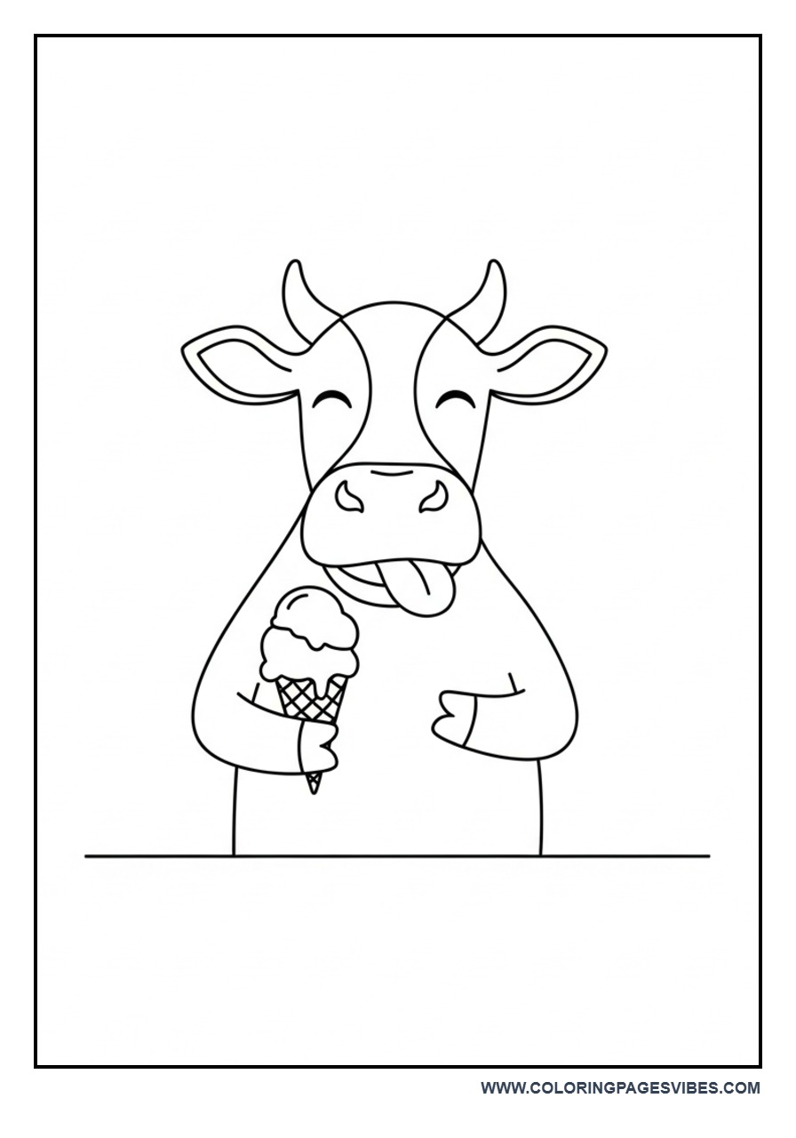Cow Eating Ice Cream