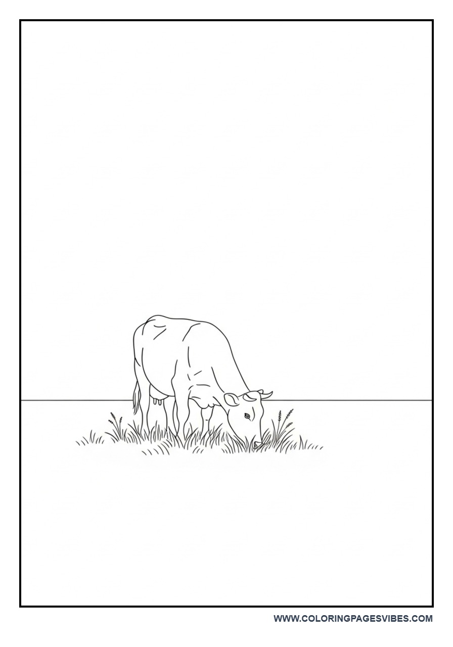 Cow Grazing in Field