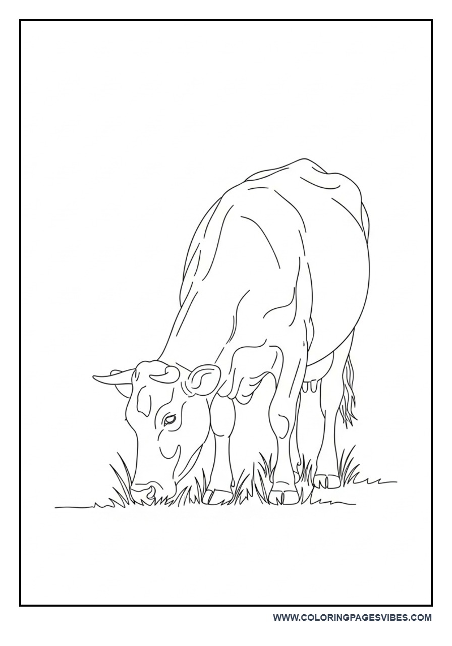Cow Grazing Realistic Style