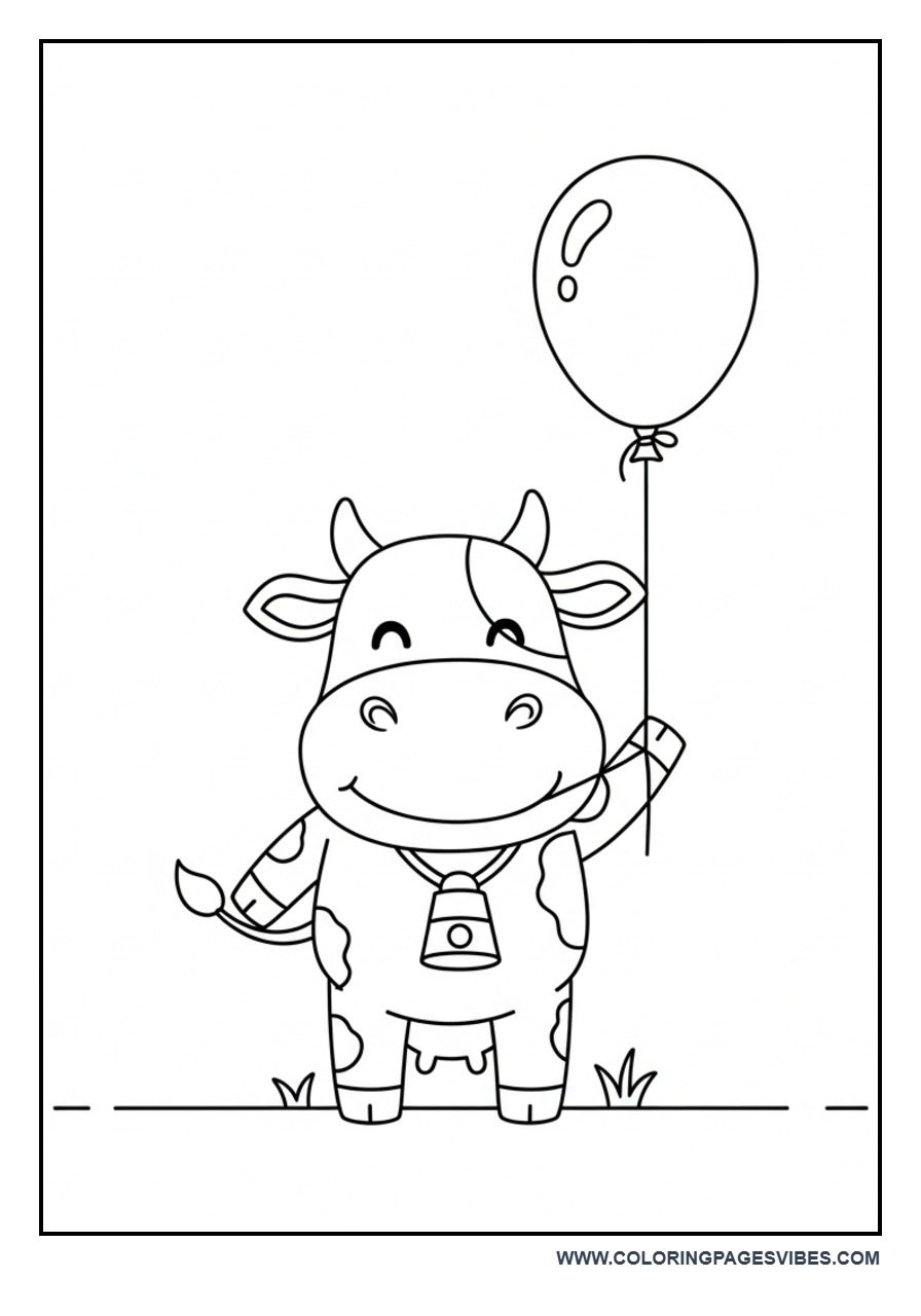 Cow Holding Balloon