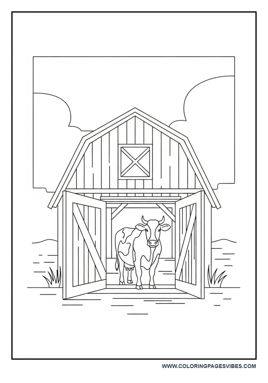 Cow in Barn Scene