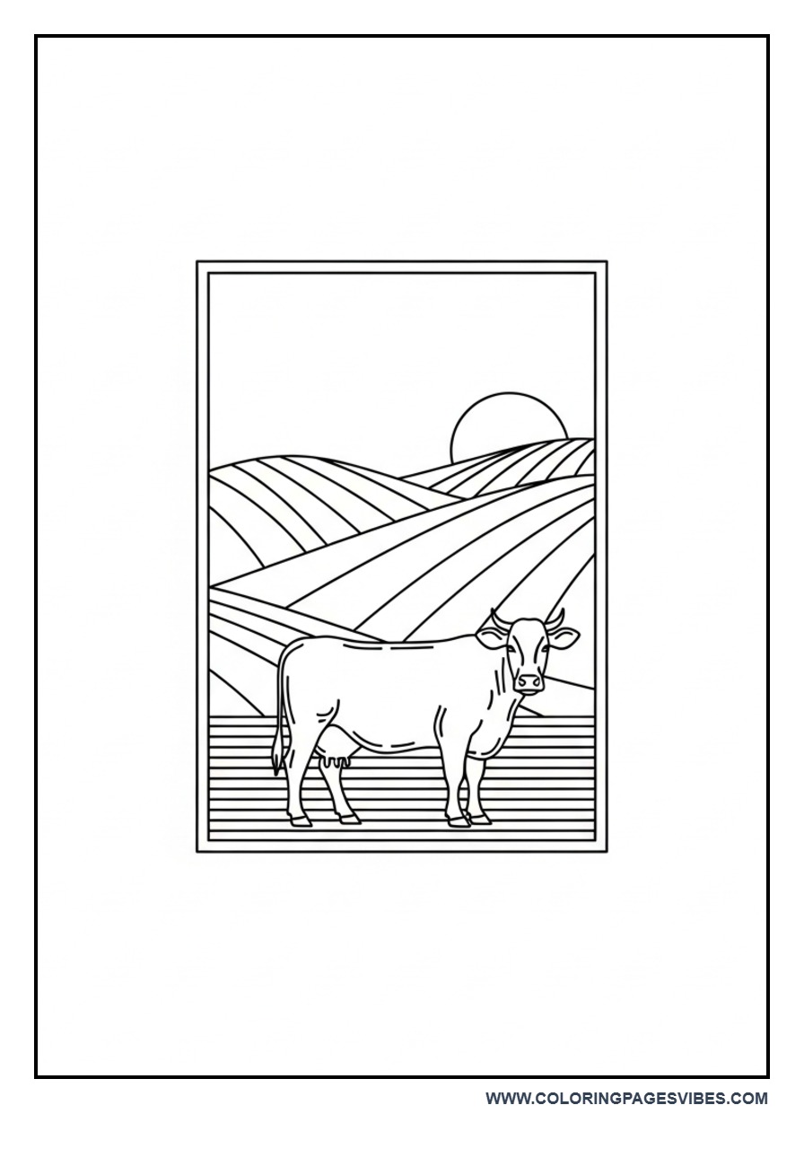 Cow in Scenic Frame