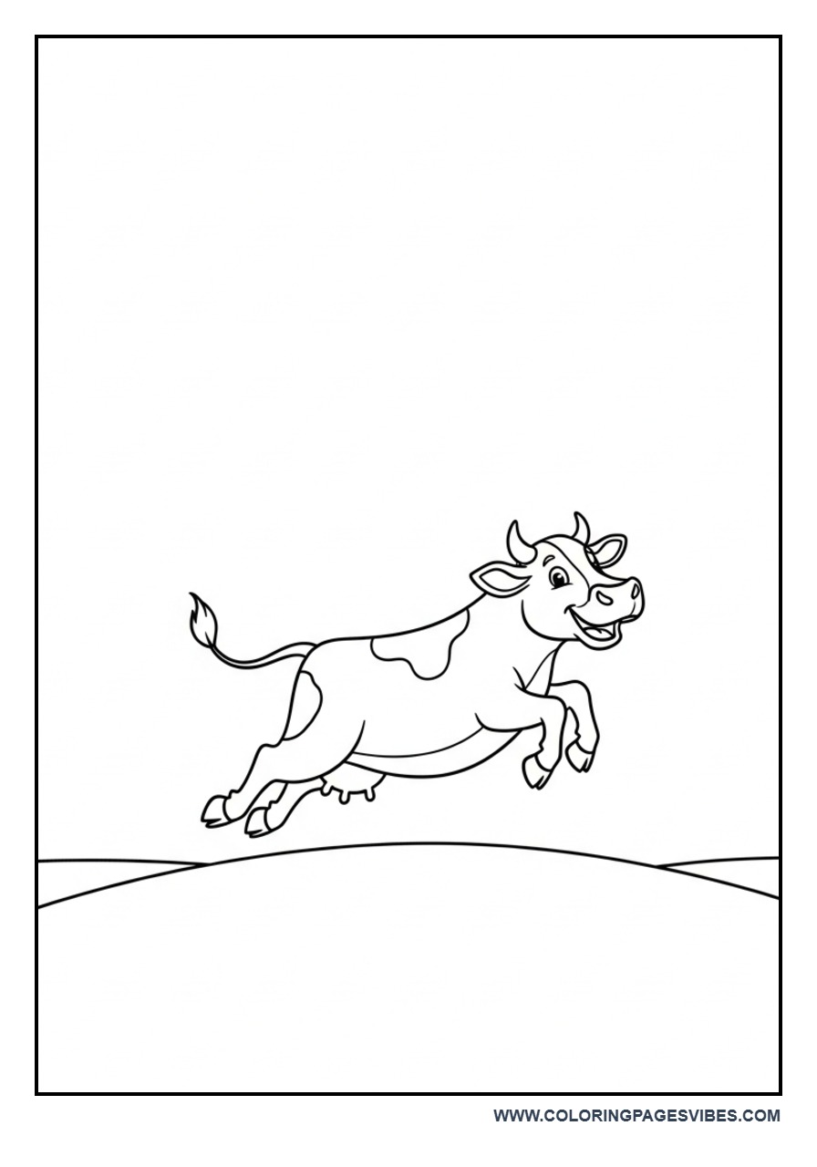 Cow Jumping Over Small Hill
