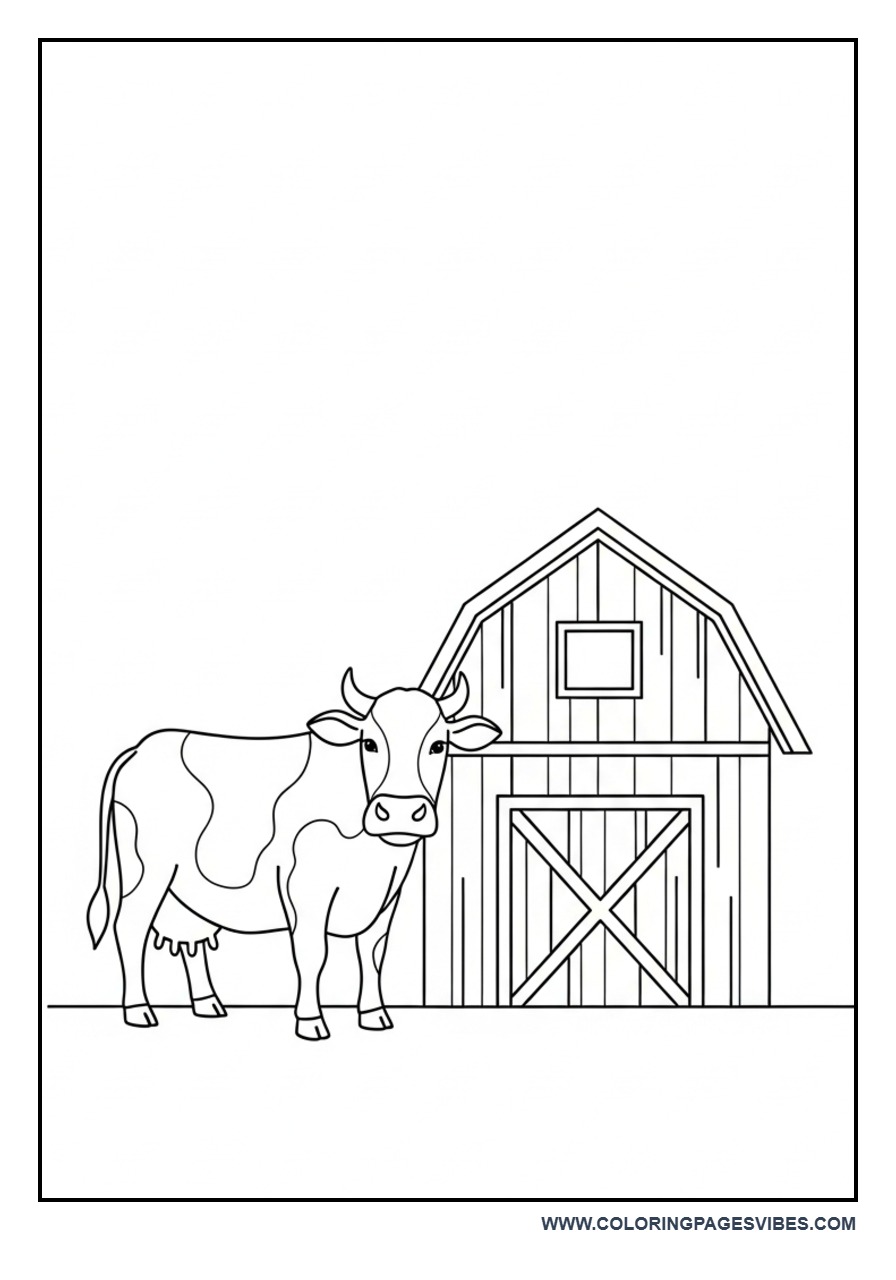 Cow Near Simple Barn