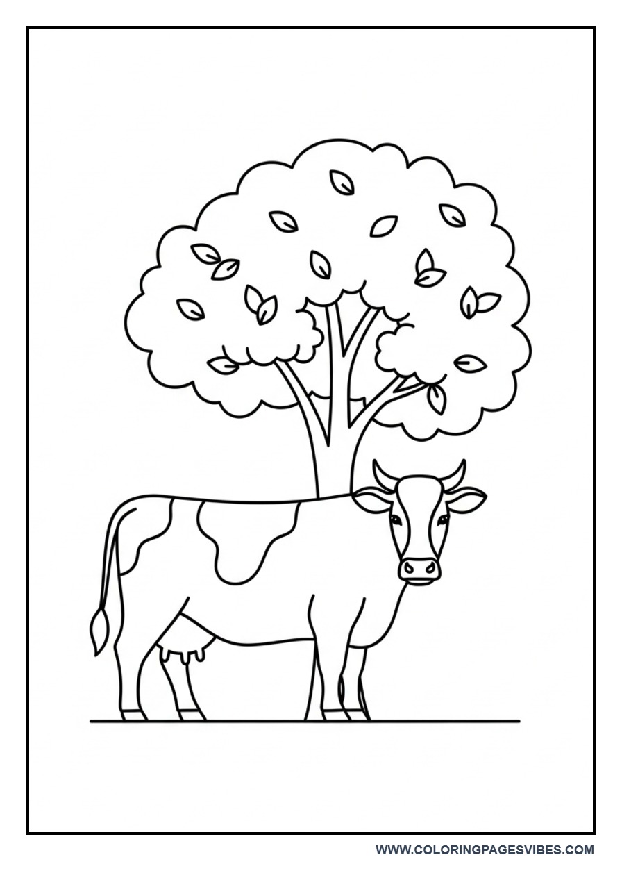 Cow Near Tree Realistic