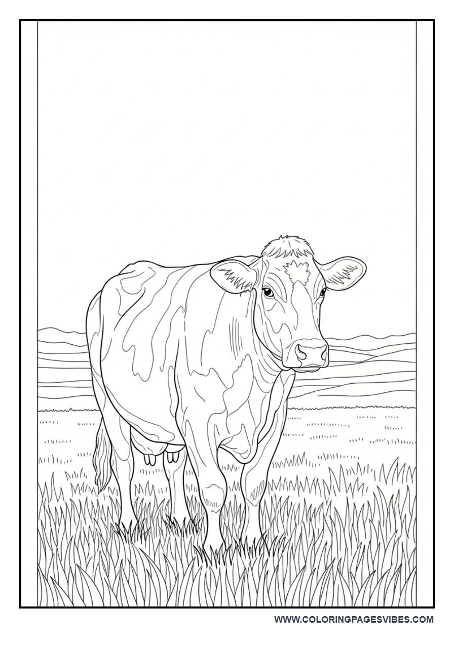 Cow Walking in Field