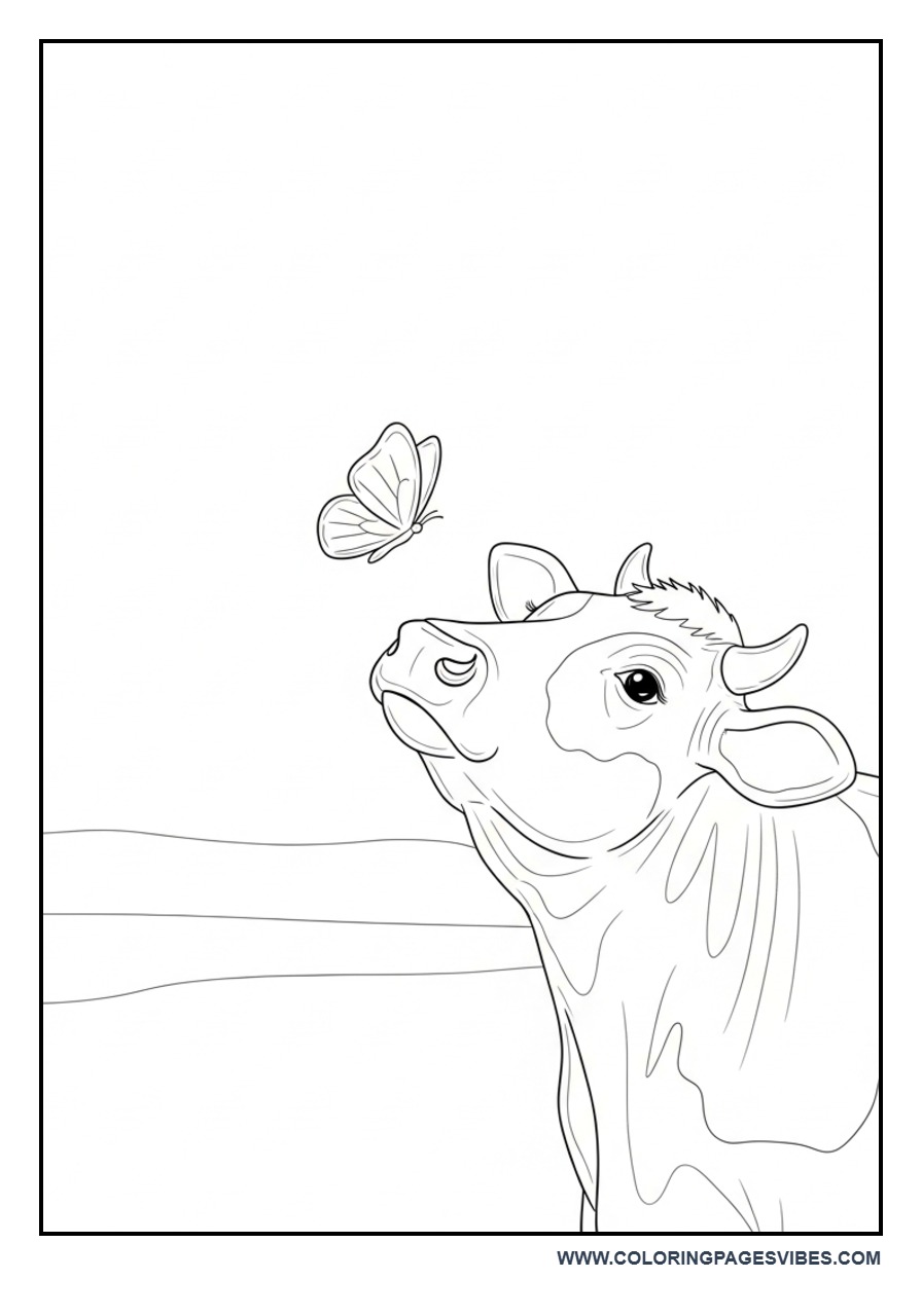 Cow with Butterfly