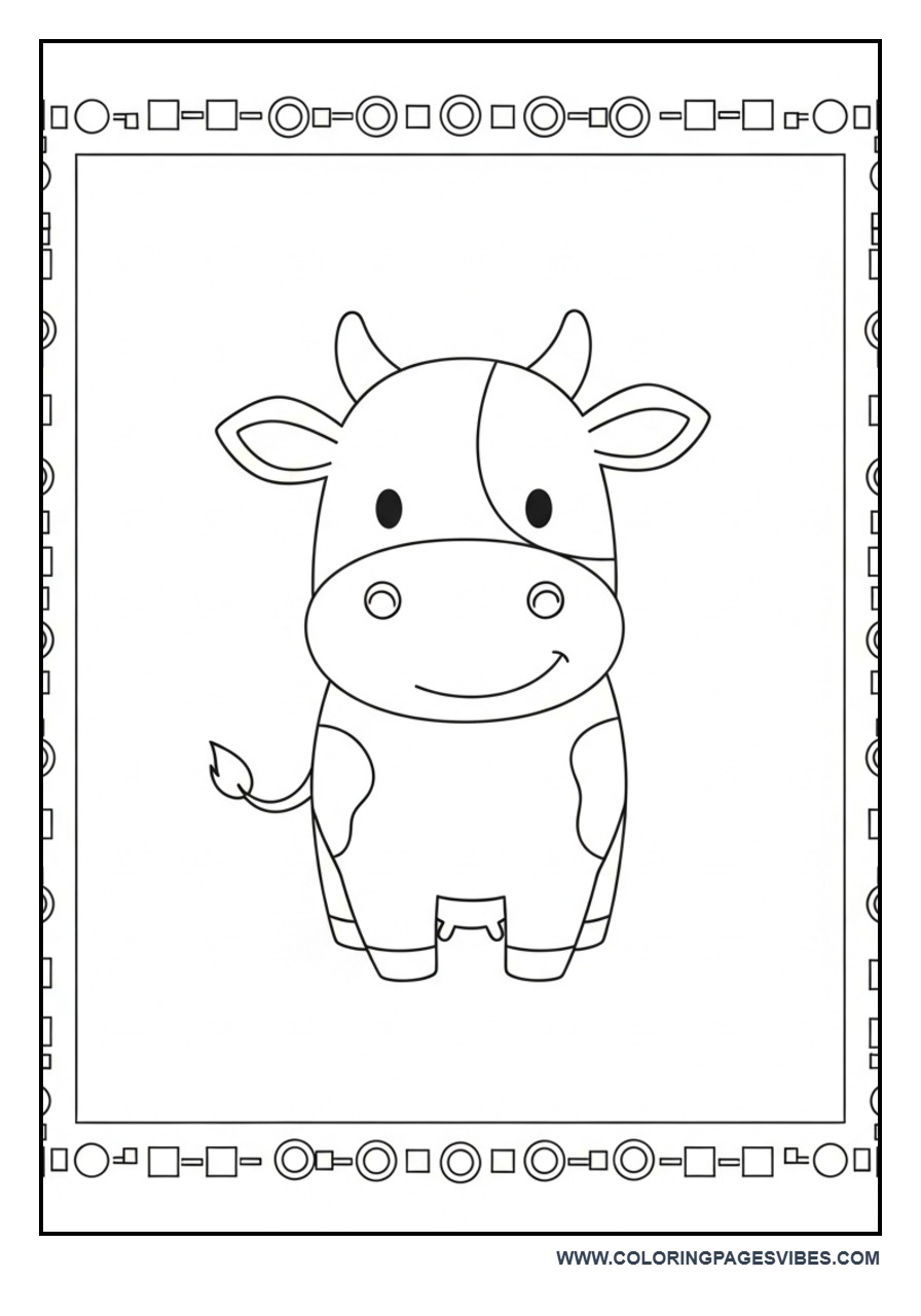 Cow with Decorative Border