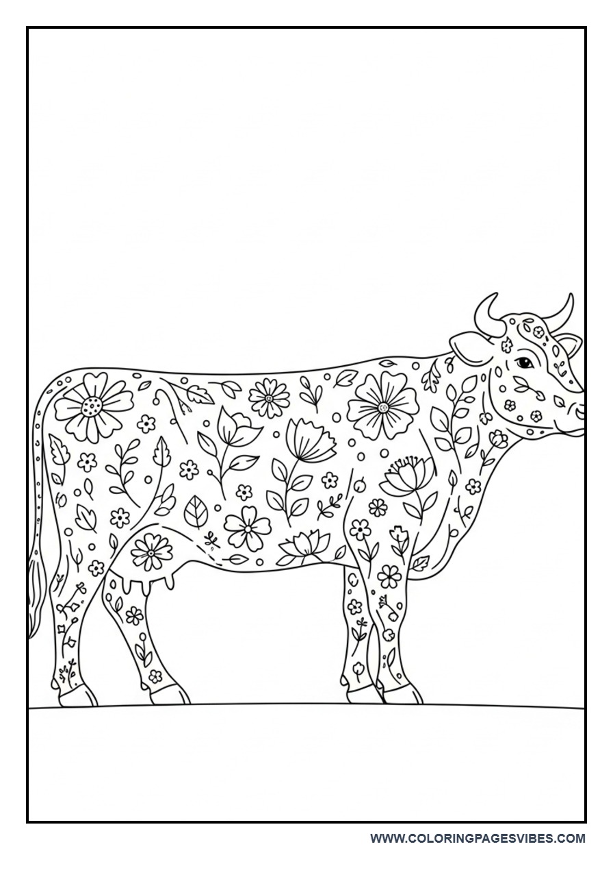 Cow with Floral Patterns