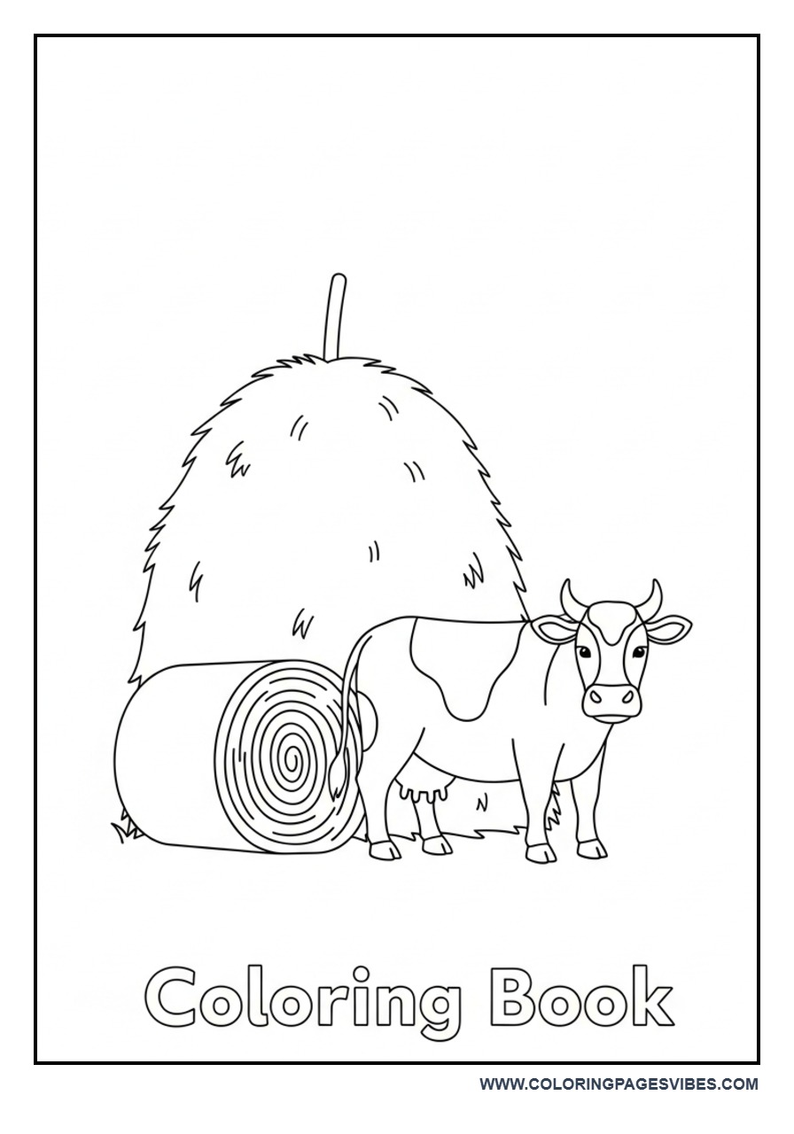 Cow with Hay Stack