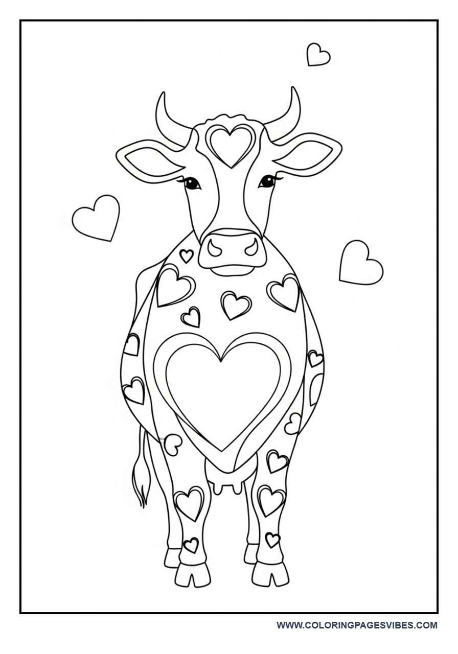 Cow with Heart Patterns