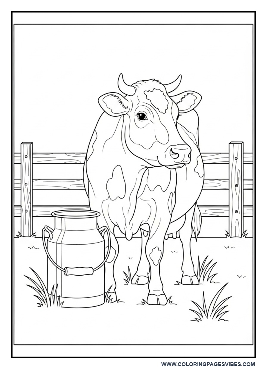 Cow with Milk Bucket