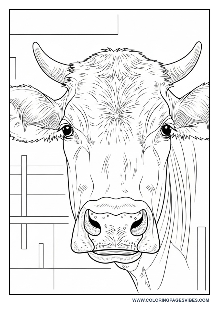 Detailed Cow Face Close-Up