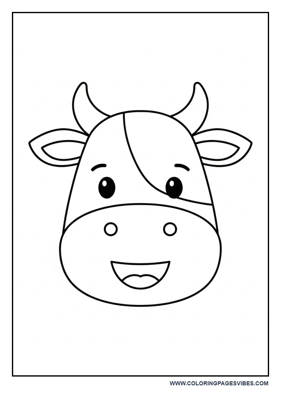 Happy Cartoon Cow Face