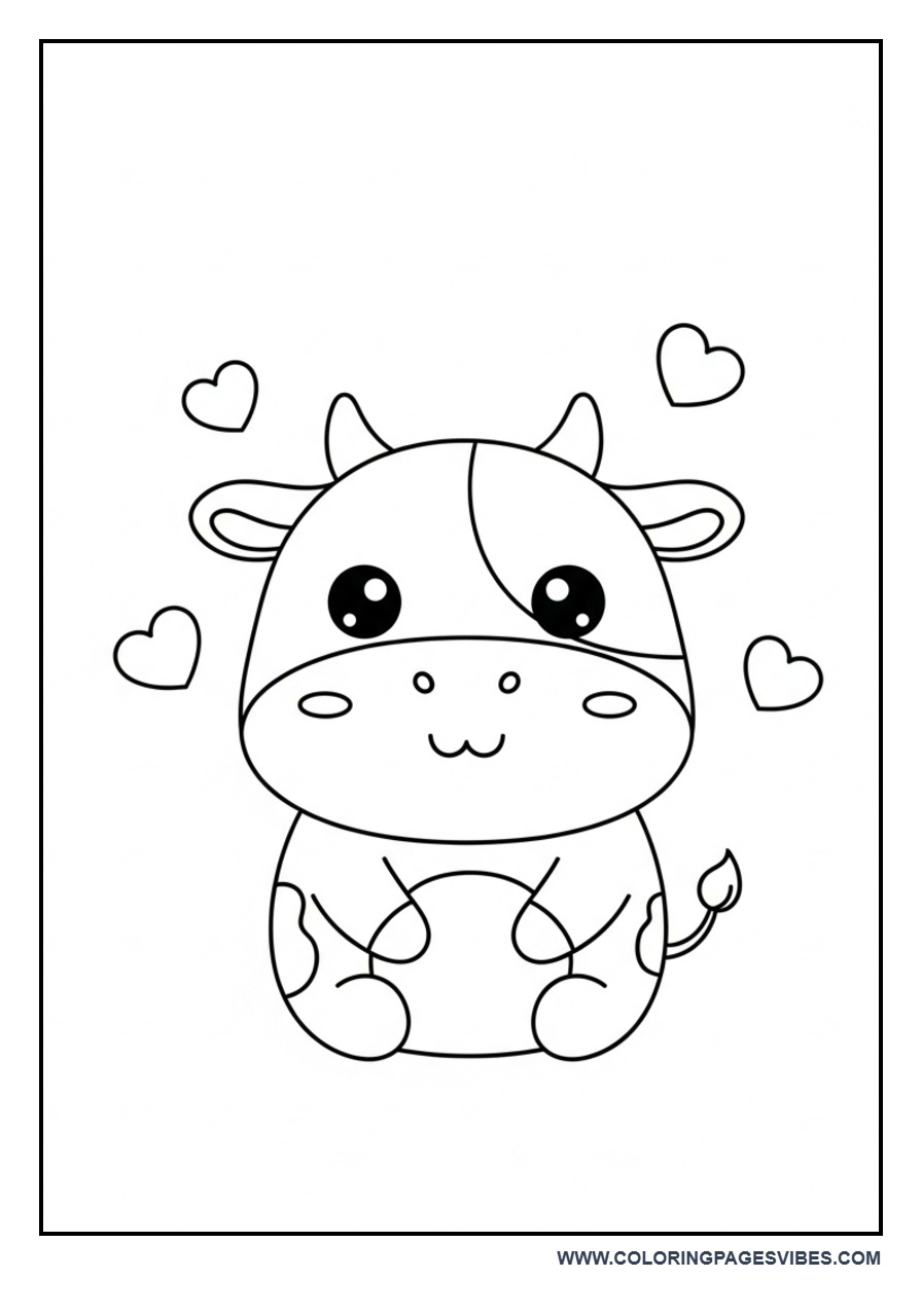 Kawaii Cow with Hearts
