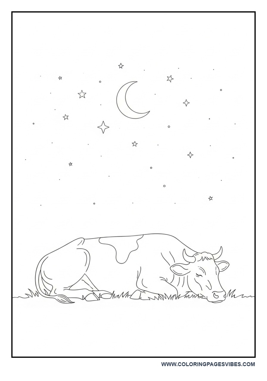 Sleeping Cow Night Scene