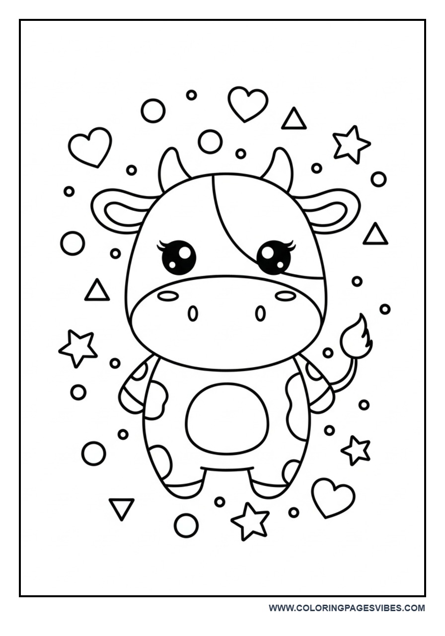 Super Cute Kawaii Cow Poster Style