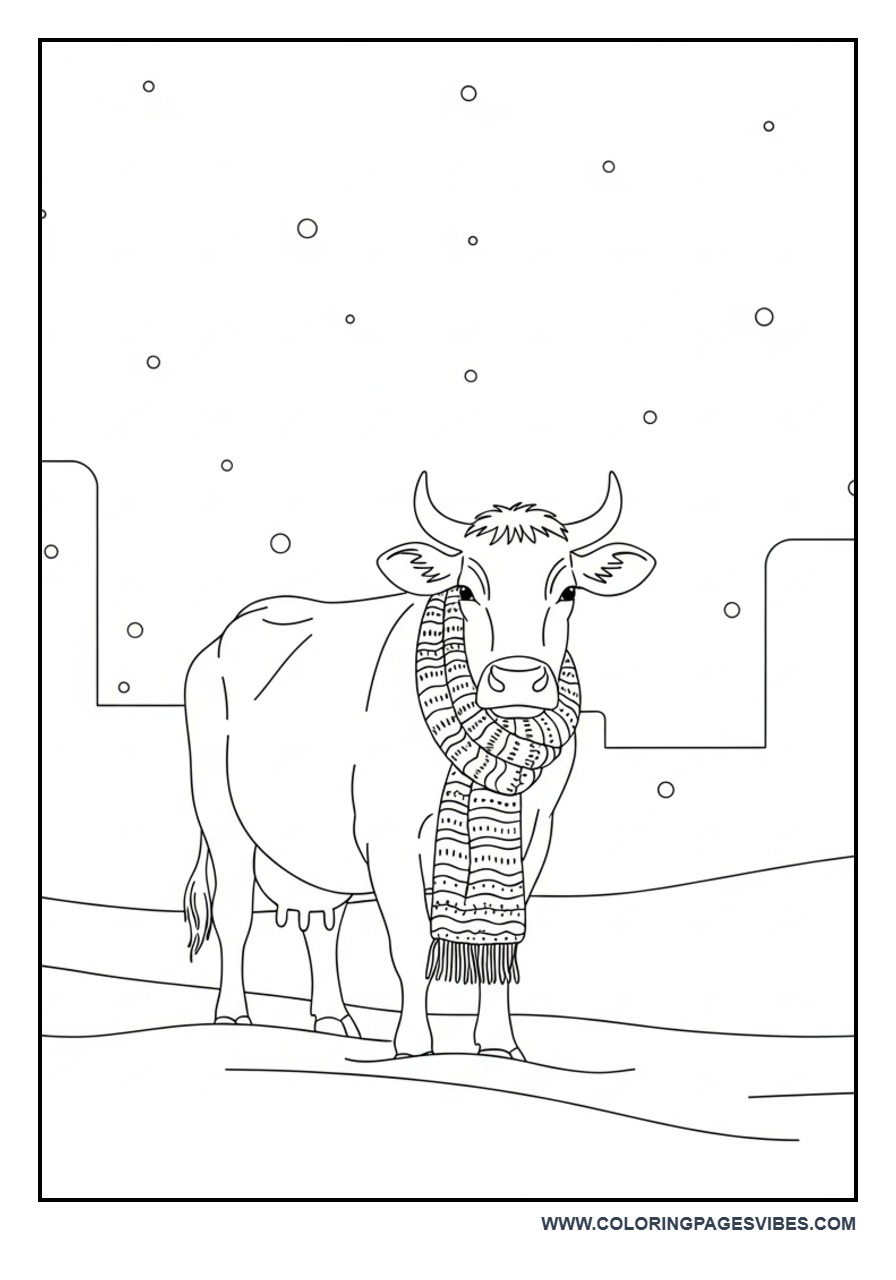 Winter Snow Cow