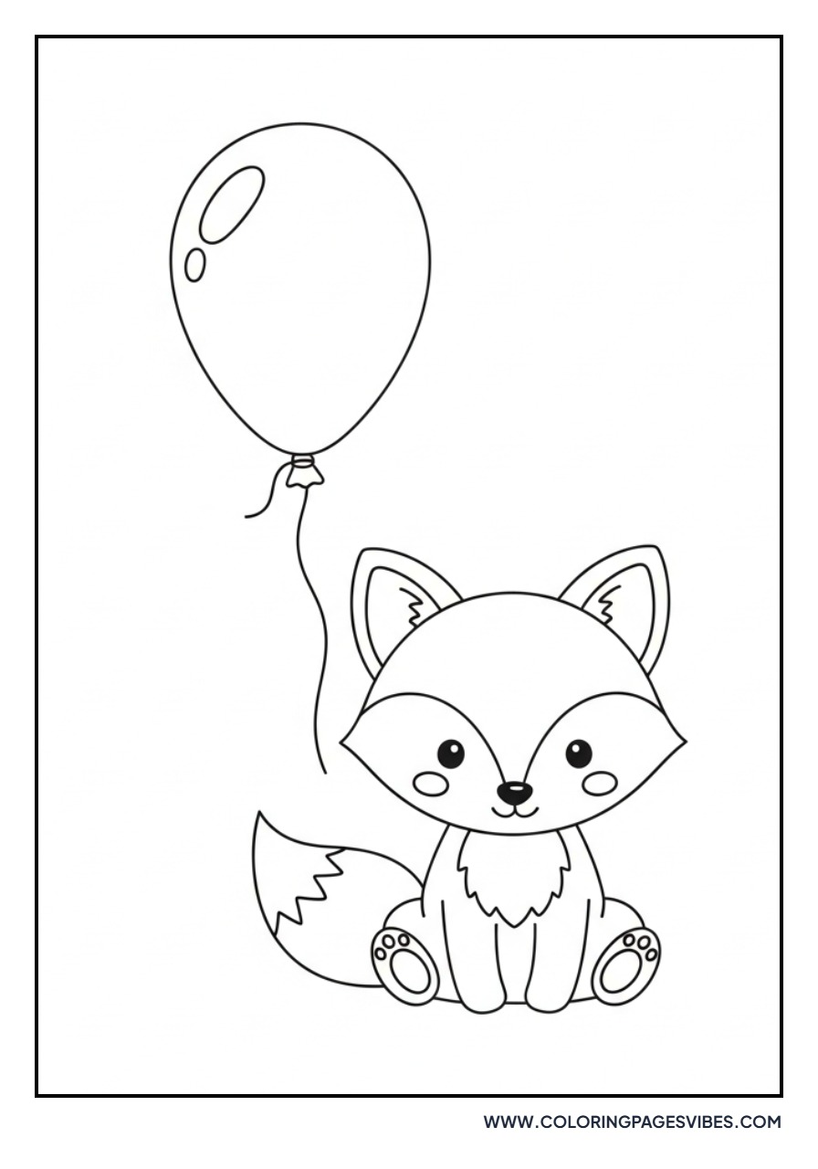 Baby Fox with Balloon