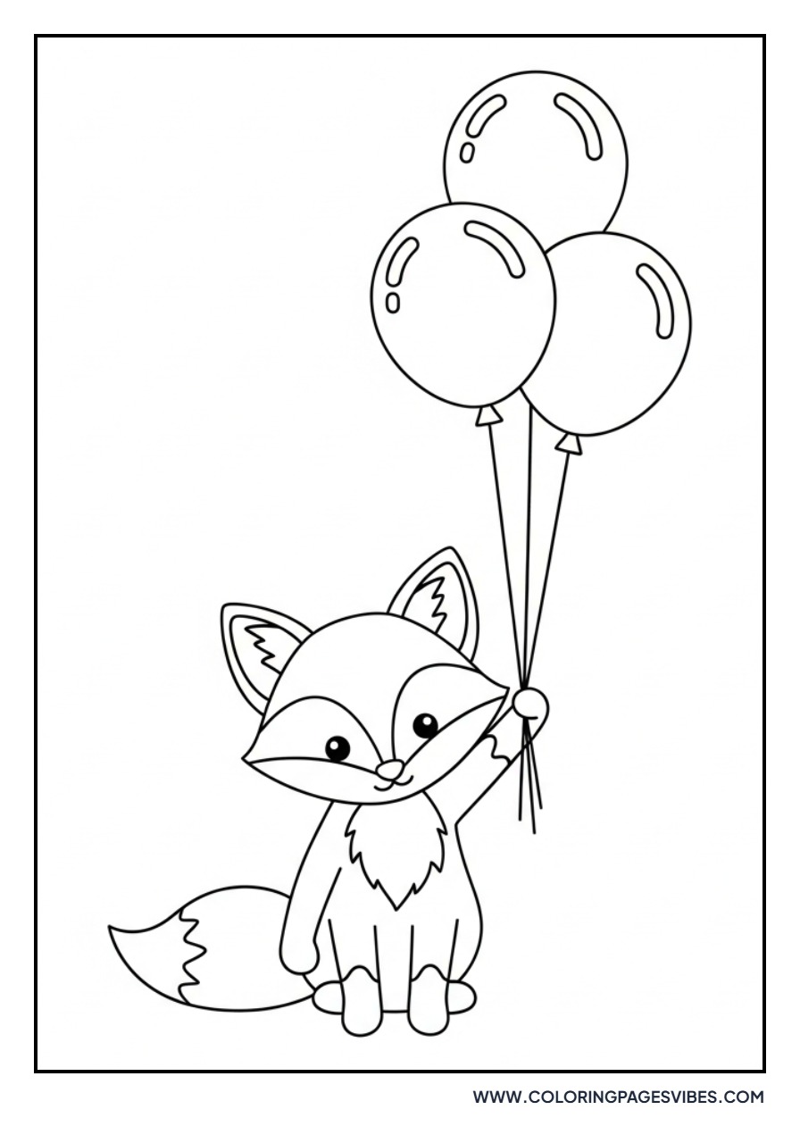Baby Fox with Balloons