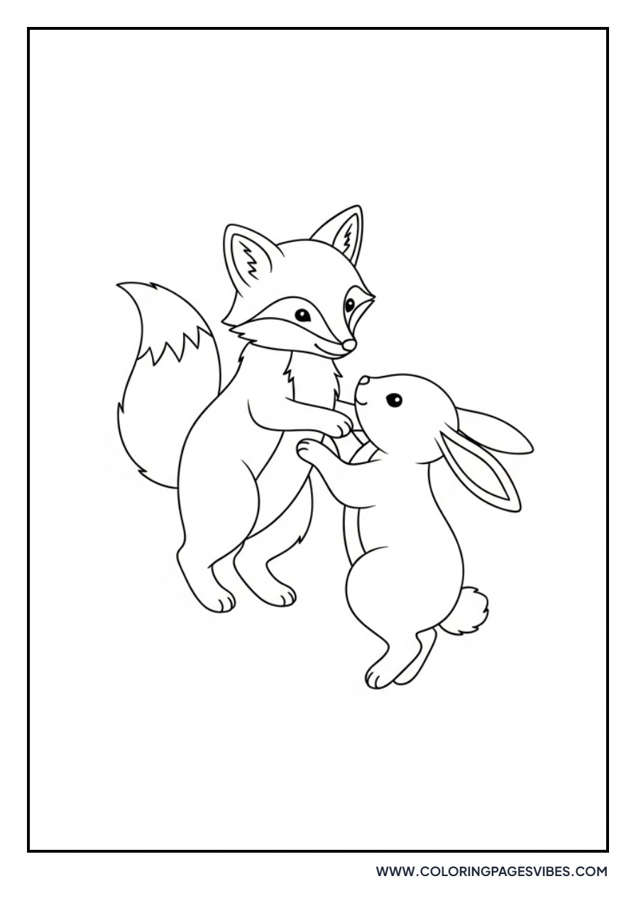 Fox and Rabbit Playing