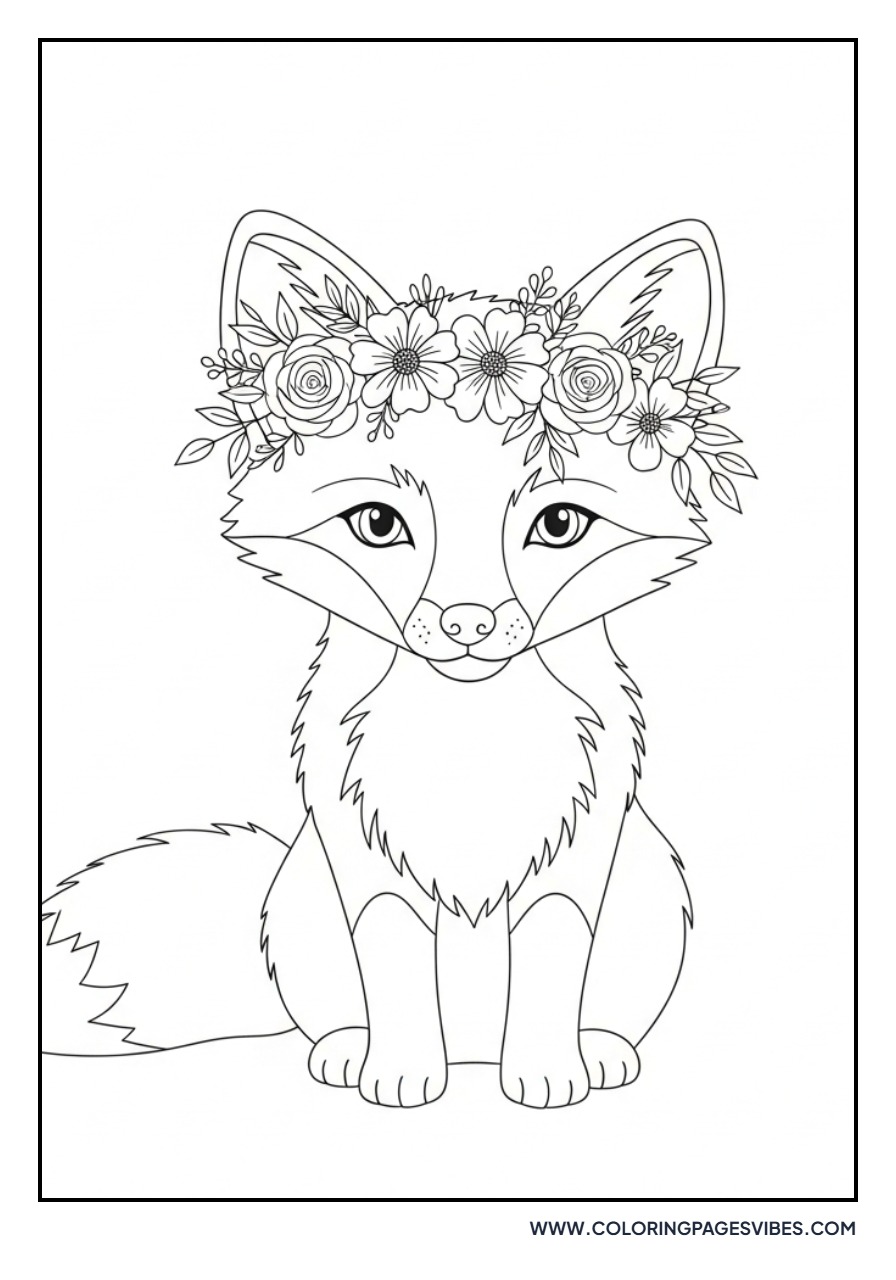 Fox Cub with Flower Crown