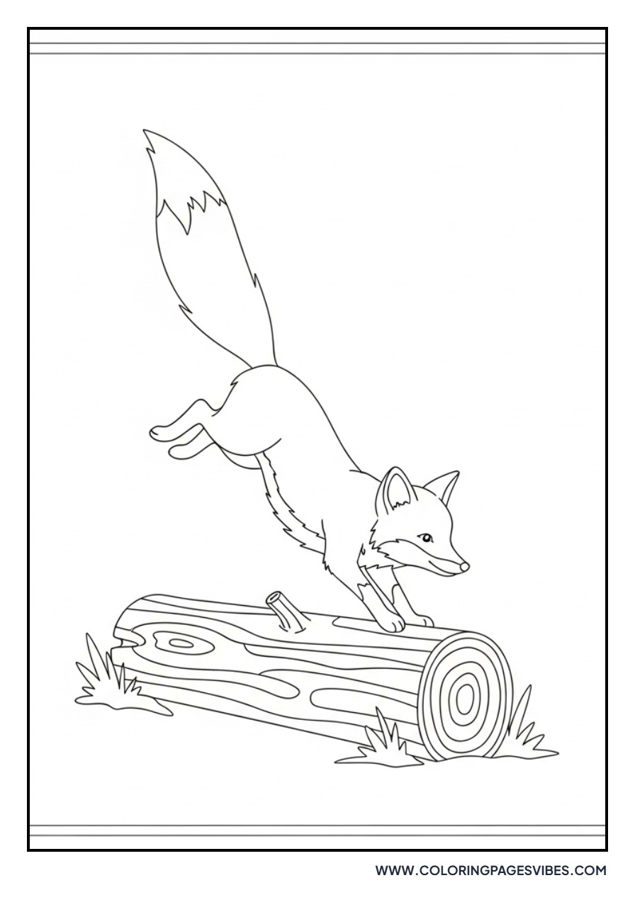 Fox Jumping Over Log