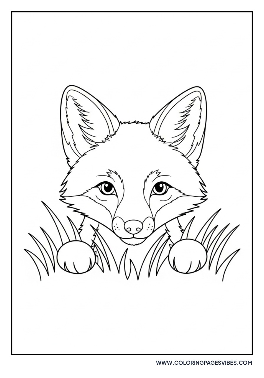 Fox Peeking from Grass