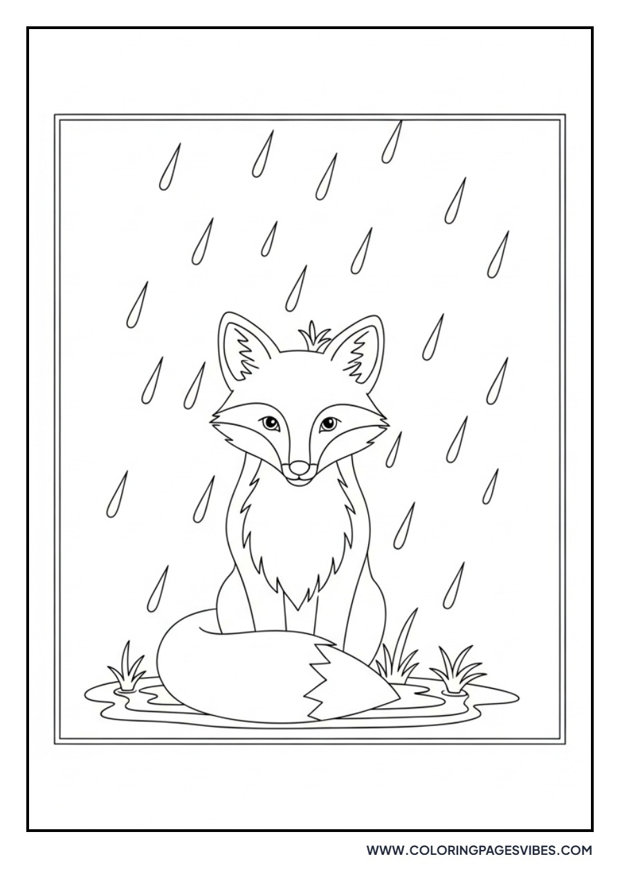 Fox Sitting in Rain