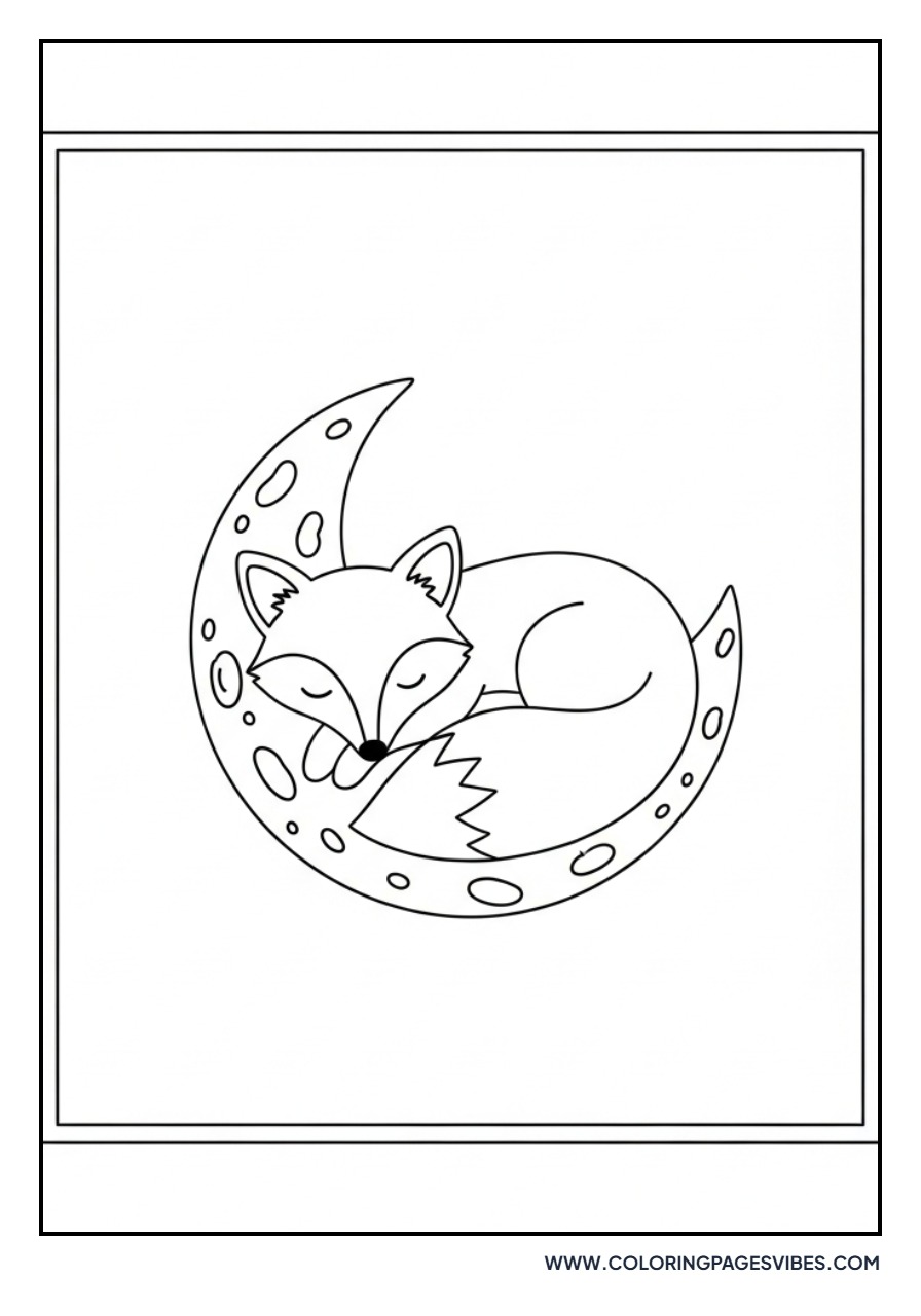 Fox Sleeping on Moon