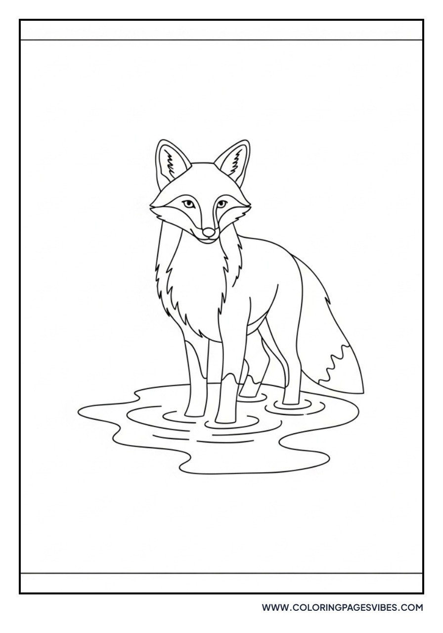 Fox Standing in Puddle