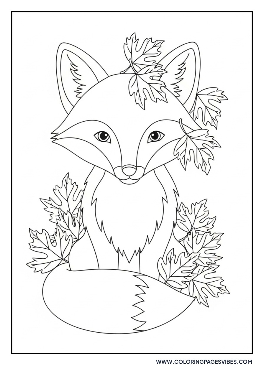 Fox with Autumn Leaves