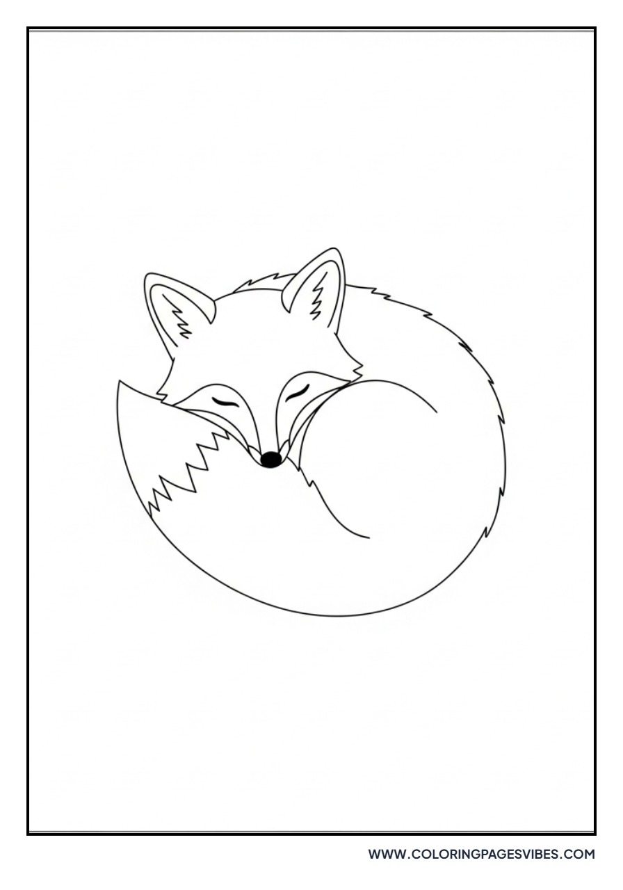 Simple Fox Sleeping Curled