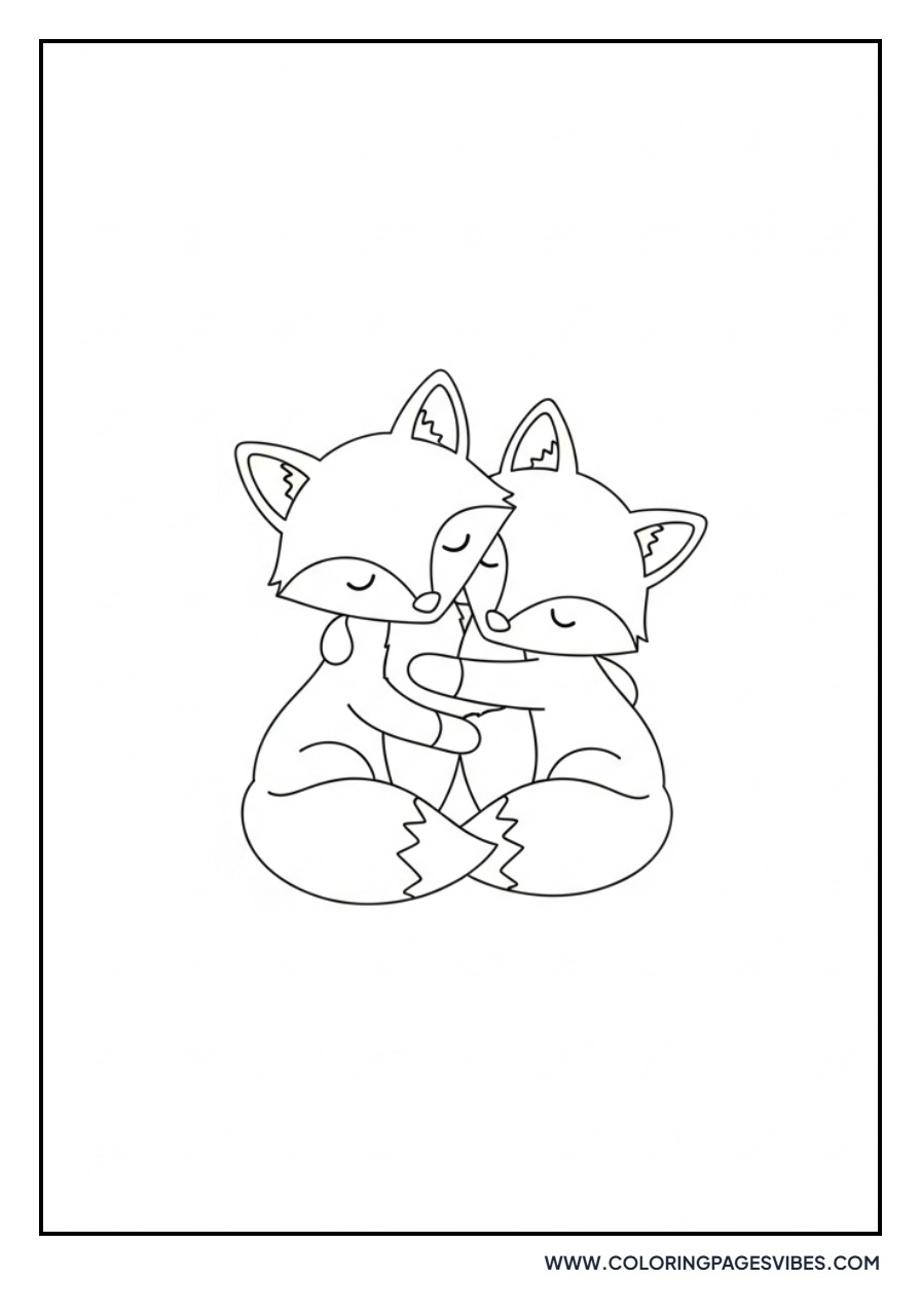 Two Foxes Hugging